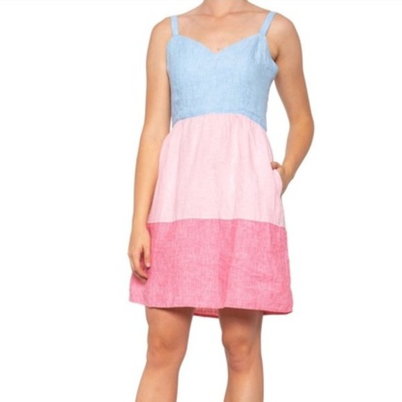Cynthia Rowley Dresses & Skirts - Cynthia Rowley Colourblock 100% Linen Sun Dress 8